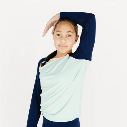 Tween girl pajama long sleeve sleep top from The Decided Collection.