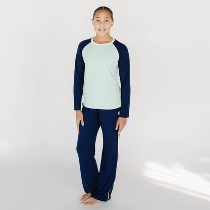 Tween girl pajama long sleeve sleep shirt & sleep pants from The Decided Collection.