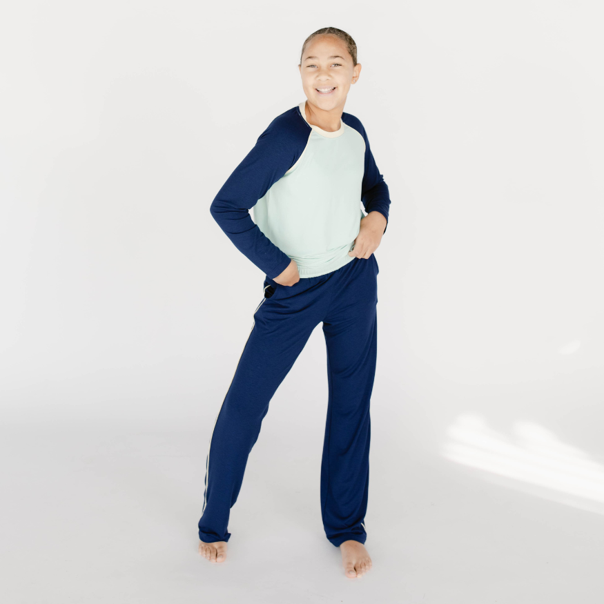 Tween girl pajama long sleeve sleep shirt & sleep pants from The Decided Collection.